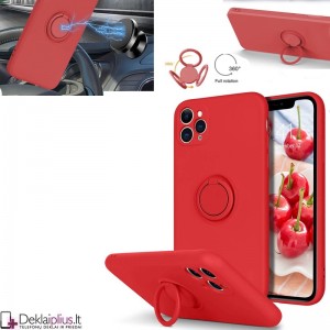 Vennus švelnaus silikono dėklas su žiedu - raudonas (telefonui Apple Iphone 13 Pro Max)